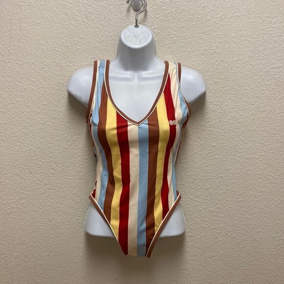 Solid & Striped One Piece Swimsuit XS - Picture 1 of 4